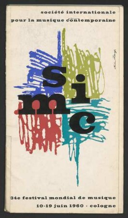 Programmheft: 34. festival mondial de musique, 10.-19. Juni 1960 in Köln