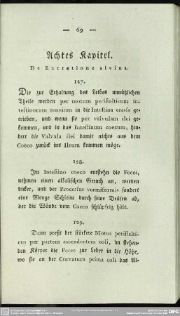 Achtes Kapitel. De Excretione alvina