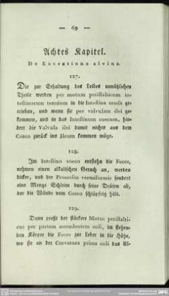 Achtes Kapitel. De Excretione alvina