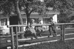 Schleching: Bauernkinder klettern am Zaun
