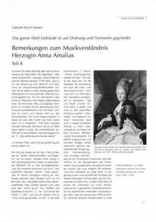 Das ganze Welt Gebäude ist auf Ordnung und Harmonie gegründet : Bemerkungen zum Musikverständnis Herzogin Anna Amalias (Teil 2)