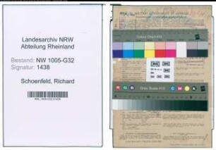 Entnazifizierung Richard Schoenfeld , geb. 20.09.1896 (Polizeisekretaer)