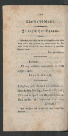 Fünfter Abschnitt. In englischer Sprache