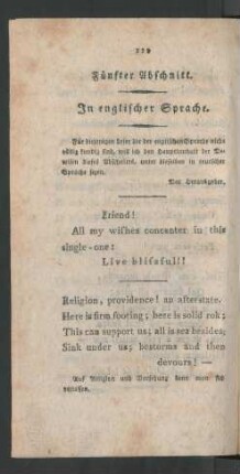 Fünfter Abschnitt. In englischer Sprache