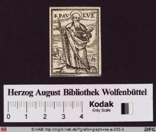 Ganzfigures Miniaturbild des Heiligen Paulus.