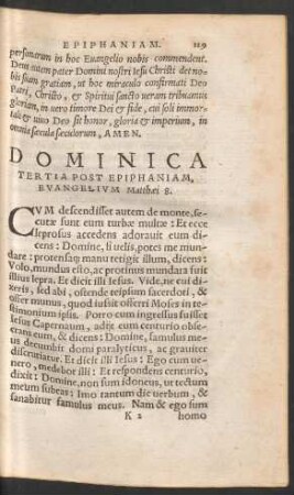 Dominica Tertia Post Epiphaniam ...