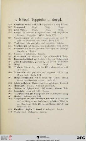 Möbel, Teppiche u. dergl. (Nr. 386-441)