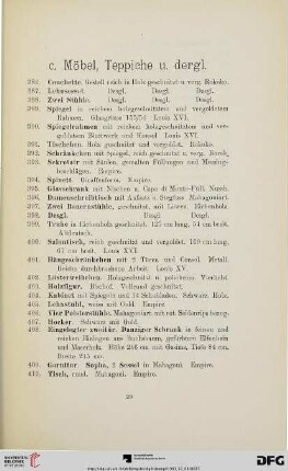 Möbel, Teppiche u. dergl. (Nr. 386-441)