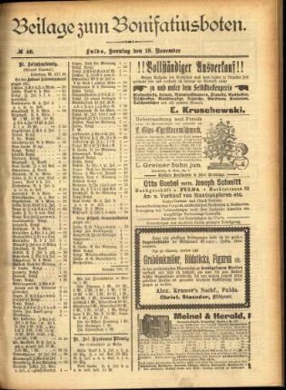 Zweite Ausgabe vom Sonntag, den 18. November 1900.