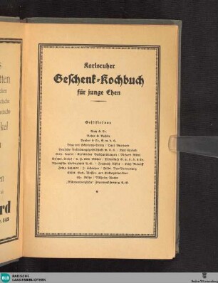 Karlsruher Geschenk-Kochbuch für junge Ehen