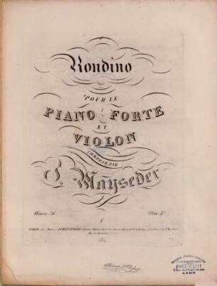 Rondino pour le piano forte et violon : oeuvre 36
