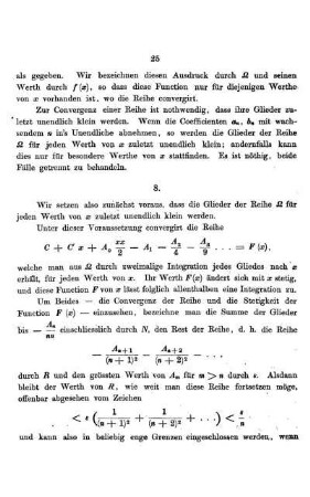 I. Ueber die Darstellbarkeit einer Function durch eine trigonometrische Reihe, deren Coefficienten zuletzt unendlich klein werden.