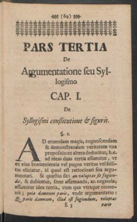 Pars Tertia De Argumentatione seu Syllogismo