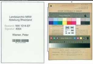 Entnazifizierung Peter Wienen , geb. 17.06.1911 (Arbeiter)