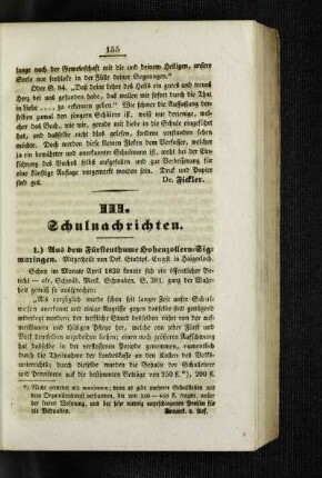 Aus dem Fürstenthume Hohenzollern-Sigmaringen : [Schulnachrichten]
