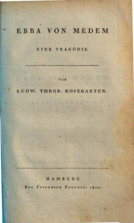 Ebba von Medem : eine Tragoedie