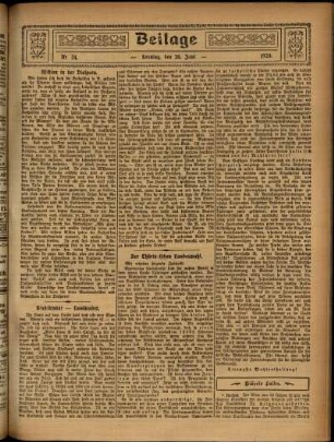 Zweite Ausgabe vom Sonntag, den 20. Juni 1920.