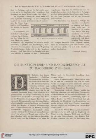Die Kunstgewerbe- und Handwerkerschule zu Magdeburg 1793-1893
