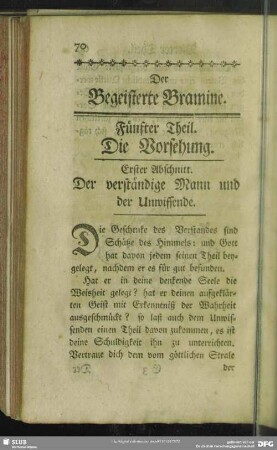 Fünfter Theil. Die Vorsehung