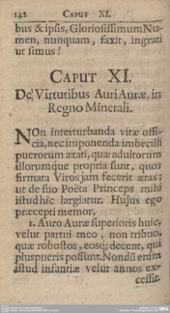 CAPUT XI. De Virtutibus Auri Aurae, in Regno Minerali.