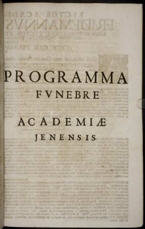 Programma Funebre Academiæ Jenensis.