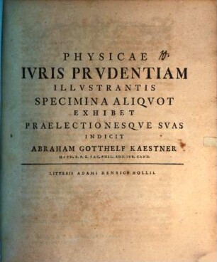Physicae iuris prudentiam illustrantis specimina aliquot