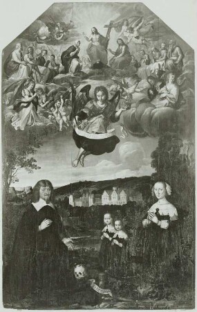 Epitaph Hans Georg von Osterhausen (gest. 1627) mit einer Ansicht von Lockwitz