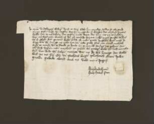 undatiert (1473?). Brief Heinrichs de Wend, Sohn des Heinrich de Wend, an den Grafen Bernd zur Lippe wegen der von Lemgo.