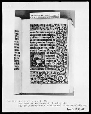 Lateinisch-französisches Stundenbuch — Verkündigung an die Hirten, Folio 69recto