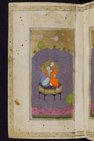 Illustration: Prinz auf einem Thron im Freien