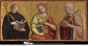 Polyptychon mit Taufe Christi, thronender Madonna und Benediktinerheiligen, Drei Tafeln mit Heiligen, Ein Heiliger und zwei Heilige