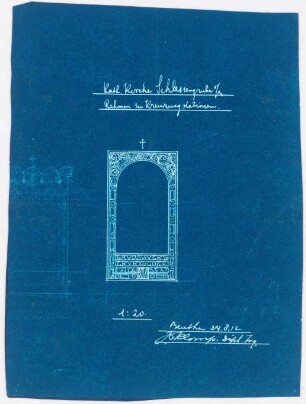 Kirche mit Innenausstattung und Pfarrhaus, Schlesiengrube: Rahmen zu Kreuzwegstationen 1:20