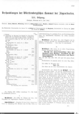 124. Sitzung, Stuttgart, 9.7.1902