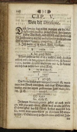 Cap. V. Von der Divisione