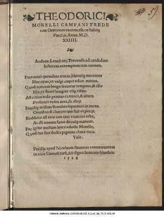 Tredecim orationes encomiasticae habitae Parisiis 1524