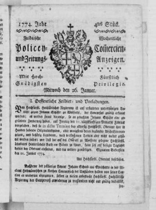 4tes Stück., Ausgabe vom 26. Januar 1774