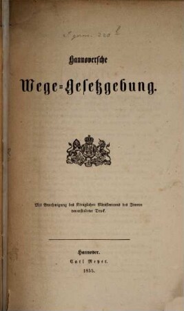 Hannover'sche Wege-Gesetzgebung