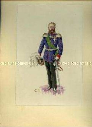 Uniformdarstellung, Infanterie-Offizier in Paradeuniform, Sachsen, um 1900.