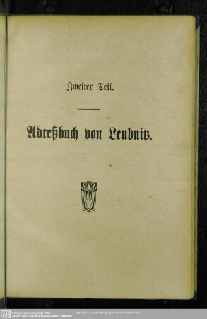 Zweiter Teil. Adreßbuch von Leubnitz