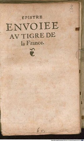 Epitre envoiée au tigre de la France