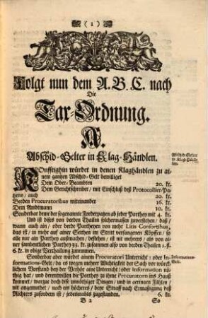 Erneuerte Tax-Ordnung Deß Chur-Fürstenthumbs Bayrn vom Jahr 1735.