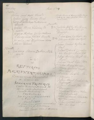 Winterhalbjahr 1684/1685. Rektorat Johann Friedrich Prinz von Württemberg (Prorektor: Johann Andreas Frommann)