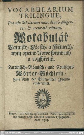 Vocabularium Trilingue : Pro usu Scholarum