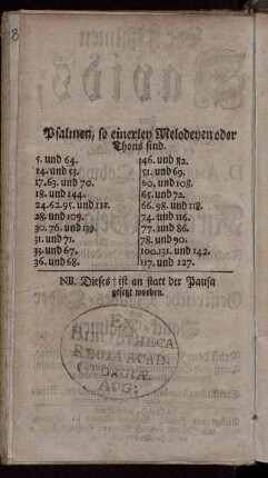 Psalmen, so einerley Melodeyen oder Thons sind.