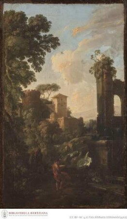 Landschaft mit antiken Ruinen und Maler