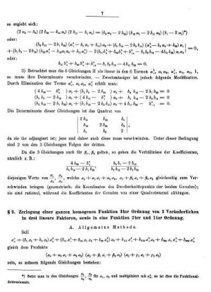 § 2. Zerlegung einer ganzen homogenen Funktion 3ter Ordnung von 3 Veränderlichen in drei lineare Faktoren, sowie in eine Funktion 2ter und 1ter Ordnung.