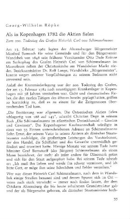 Als in Kopenhagen 1782 die Aktien fielen