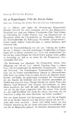 Als in Kopenhagen 1782 die Aktien fielen