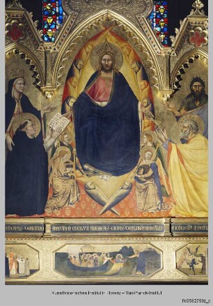 Thronender Christus mit Heiligen - Christus mit Petrus, Thomas von Aquin und weiteren Heiligen