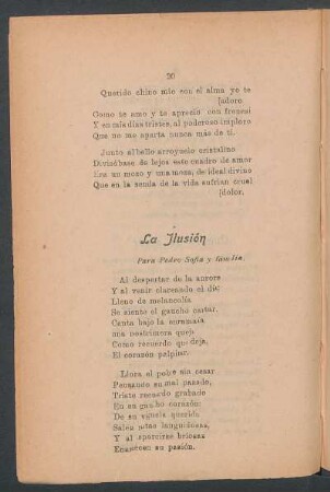La Ilusión : Para Pedro Sofía y familia.